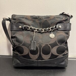 Coach F18862 Signature Chain Convertible Crossbody Shoulder Bag Black W Hangtag
